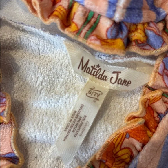 Matilda Jane Girls Purple and Peach Striped Hooded Swim Coverup - Picture 2 of 5